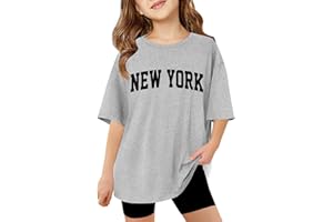 VUNCIO Girls Short Sleeve T Shirts Kids Round Neck Funny Girls Tshirts Teenage Comfy Summer Cartoon Cute Casual Sports Loose School Tunic Tops 3-14 Years