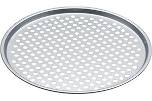 KC BLUE KitchenCraft - Plaque à Pizza Perforée en Acier au Carbone, 33 cm