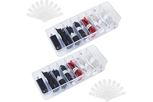 HAOYULUO Zestaw 2 pudełek do przechowywania kabli, pudełko na organizery kabli z pokrywką, 8 przegródek, pudełko na organizery kabli z 20 silikonowymi opaskami, odpowiednie do przechowywania na biurku