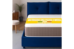 FLOWEN Materasso una Piazza e Mezza 120x200 Memory Foam 20 cm Reversibile 2 Lati (Topper Morbido+Lato Rigido) 100% Made in Italy per Letto, Traspirante, Anallergico, Antiacaro e con Rivestimento Premium