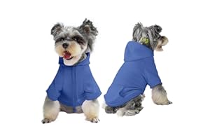 Furryilla Pet Coats Clothes Dog Hoodies Sweatshirt Cotton Puppy for Small Dogs with Hood and Pockets （Blue-M）