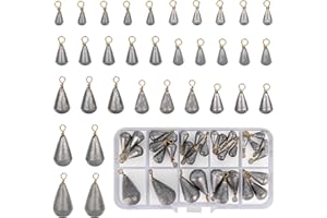 WORHUDY Fishing Weights Deep Sea Fishing Sinkers - 33 Pcs Iron Fishing Weights Mixed 9 Sizes Tackle Kit with Swivel for River Saltwater Freshwater 2g 3g 4g 5g 7g 10g 15g 20g 30g