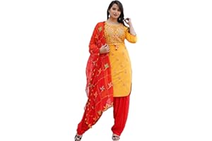 Traditional Jaipur Damen Rayon Classic 3-teiliges Set Handarbeit Kurti mit wunderschönem bedruckten Rock zusammen mit Shiffon Dupatta