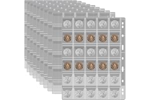 PAIYULE 12 páginas de colección de monedas, página de bolsillo para monedas con 360 bolsillos, fundas para carpetas de monedas con 9 agujeros estándar para álbum de monedas, soporte para monedas (30