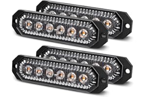 OPP ULITE 4pcs Lumières stroboscopiques d'urgence Ambre lumières clignotantes LED lampes de balise d'avertissement de danger 12/24V pour voiture Camion Remorque (CB-01)