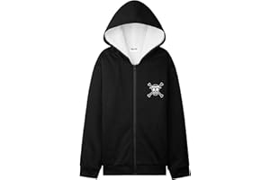 One Piece Felpa con Cappuccio Ragazzo e Adolescenti, 9-16 Anni, Sherpa Pile Felpa Zip Bambino, Manga Regalo Bambini