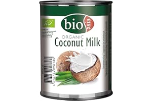 BIOASIA Leche de coco ecológica, 18 % de grasa, ideal para cocinar, hornear, postres y cócteles, vegana, sin gluten y sin lactosa, 1 x 160 ml