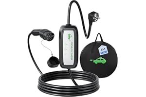 EVJUICION Chargeur Voiture Electrique, [3,68kW |16A | 6M] Chargeur Type 2, Domestique Cable Recharge Voiture Electrique vec Voyant LED et Sac, Compatible avec EV/PHEV, IEC 62196-2