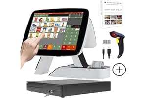ZHONGJI All in One Cash Register with Built-in Receipt Printer Point of Sale System Touch Screen Retailer POS Software SET04