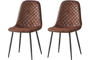 AINPECCA Set of 2 Dining Chairs Suede Seat with Metal Legs Dressing Lounge Home (Brown, 2)