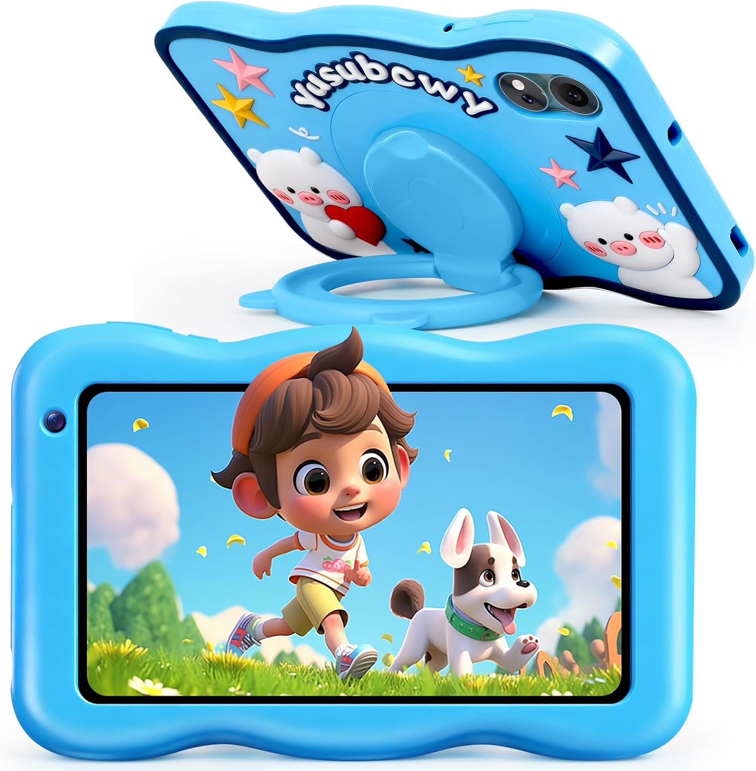 Tablet para Niños 7 Pulgadas, Android 13, 8GB RAM 64GB ROM, Tableta Octa-Core, 5800mAh Batería, 5MP+8MP Cámaras, WiFi Bluetooth, Control Parental, PantallaHD, Funda Silicona Antigolpes Niños (Azul)