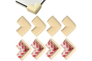 Roellgs Set of 8 safety corner protectors, child and baby table edge protector corner protectors, edge safety bumpers (Rice White)