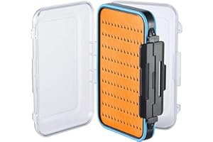 Gonex Scatola per Kit Esche da Pesca a Mosca Box Bilaterale per Pesca Impermeabile, Leggera, con Coperchio Trasparente, Facile per Trasporto e Taglie B 15 x 9,7 x 4,5 cm, Arancione