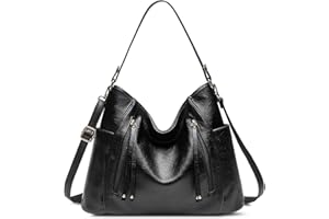 FORRICA Bolso de Mano para Mujer Bolso Bandolera Grande Vintage Bolso de Hombro Moda Bolso de Mujer Cuero PU Bolso con Asa Superior Bandolera Desmontable Negro