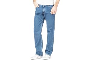 Stylo Online Mens 100% Cotton Original Jeans Heavy Duty Plain Denim Wash Straight Leg Jean Casual Work Wear Classic Designer Fit Zip Fly Belt Loops Pants Pocket Trousers