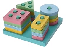 العاب تجميع وفرز خشبية باشكال تعليمية لتمييز الالوان للاطفال الصغار لتطوير مهاراتهم