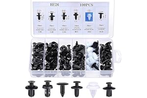 QH-SHOP Auto Befestigung Clips, 100 Stück Universal Auto Kunststoffniet Clips mit Türverkleidung Klammern Stoßstangen Karosserie Spreizniete Plastikclips, 6 Arten