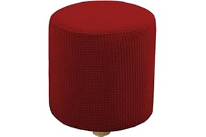 uyeoco Elasticizzato Copri Pouf Rotondo - 50x50/45x45/40x40/60x60 Velluto/Jacquard Copri Ottomano Cover -Lavabile Copertura Dell'Ottomano -Tondo Fodere Coprisgabello Poggiapiedi(Color 12,D40xH40cm)