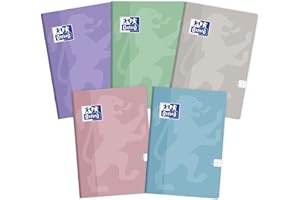 Oxford Touch Pastel Zeszyt A5 Notatnik Brulion, 60 Kartek, w kratkę, notes do biura i szkoły, zestaw 5 sztuk, mix kolorowych okładek