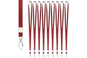 Segus Lanyards, 10 Piezas Llavero Colgante Cuello Llaves, Correa Cuello Llaves, Cinta Llavero para Estudiantes, Enfermeras, Visitantes (Rojo Jujube)