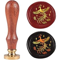 Sceau Cire Phoenix Laiton DELORIGIN Tampon Cire Phoenix Laiton - Poignée Bois 25mm Décoration Lettres Anciennes