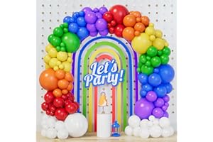 CONLEKE Rainbow Balloons 140pcs Assorted Sizes Color Latex Balloons 5/10/12/18 Inches Multicolor Bright for LGBT Wedding Party Decoration, Birthday Party Supplies or Arch Garland Decoration