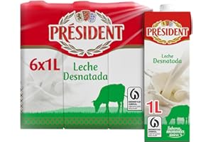 PRÉSIDENT President Leche Desnatada - Pack de 6 x 1 L - Total: 6 L