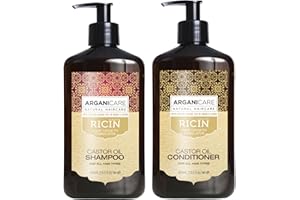 Arganicare | Duo Szampon + Szampon | Rycynowy | przyspieszacz wzrostu | Oczyszcza i nawilża włosy delikatnie | Wszystkie rodzaje włosów | 1x400 ML+ 1x400mL