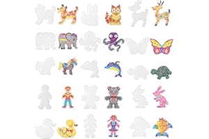 Zhufas Set di 15 Perline da Stirare Pegboards, Con 15 pezzi di Carte Colorate, Supporto per Piatti per Perline da Stiro, Regali di Compleanno di Natale per Bambini