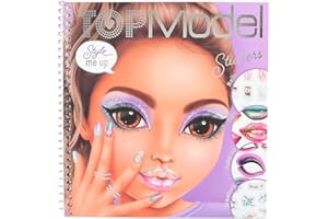 Depesche 12603 TOPModel Beauty Girl Dress me up Face - Stickerbuch mit 24 Seiten zum Gestalten schöner Looks, Malheft mit 7 Stickerbogen
