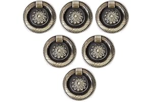 Creatwls 6 Stück Vintage Stil Ring Griff Knopf Möbelgriff Ziehgriff Schrank Schublade Ringgriff Ziehgriff Zink-Legierung Küche Türgriffe Schubladenknöpfe Kommode Griff