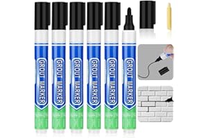 Flintronic 6 szt. pisaków do fug, czarny marker do malowania płytka, pisak do fug, pisaki do naprawy ścian, pisaki do fug do płytka łazienowych, kuchni, podłogowych, linii