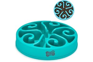 NICE PAWS Comedero Perro Antivoracidad - Comedero Gato antivoracidad - Comedero Interactivo para una alimentación más Lenta - Antideslizante - Materiales Grado alimentario sin BPA - (L, Azul)