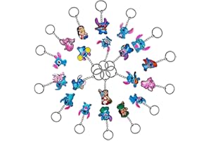 Clvsyh 20Pcs Llavero de Stitch, Cartoon Silicona Llavero, Llavero de Animados, Llaveros para Fiestas Infantiles, Miércoles Llaveros para Niños Niñas Fiesta de Cumpleaños Regalos