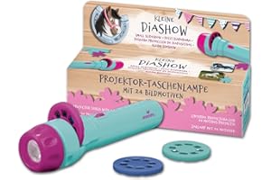 moses 38108 - Linterna de proyección pequeña para niños, con 24 diseños de Caballos y Resumen del Nombre, 1 Linterna, 3 Discos, 3 Pilas de botón