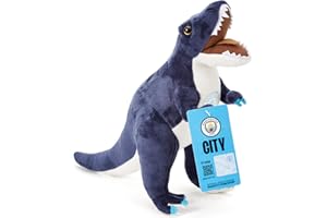 THE GIFT SCHOLARS Man City FC Tyrannosaure Rex (T-Rex) | Peluche dinosaure sous licence officielle de 30 cm, pour adultes et enfants | Manchester The Citizens