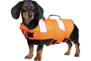 ASENKU Dog Life Jacket Small Dog Swimming Vest Sports Style, Dog Swimming Float Jacket Adjustable & Durable Puppy Safety Dog Life Vest with Handle for Swimming, Boating,Surfing, XS