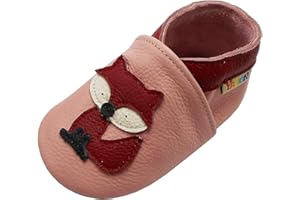 YALION Chaussons Cuir Souple Bébé Fille Garçon Antidérapante Chaussures Premiers Pas pour Enfant