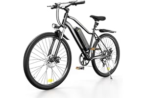 Finbike EB3 Electric Bike Adults, 60KM Max Range E-bike, 3H Fast Charging, 26inch Electric Mountain Bike with 36V 10.4Ah Battery, Front Fork Suspension, 7-Speed Derailleur, 150KG Capacity Ebike