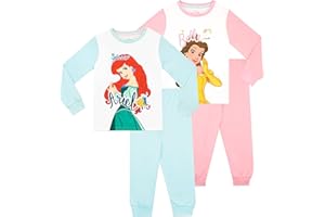 Disney Pigiama per Ragazze 2 Pacchi Ariel e Belle