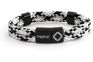 Trion:Z Zen Loop Duo Bracelets for Men and Women - Unisex Wristband (Large, Black/Silver/Grey)