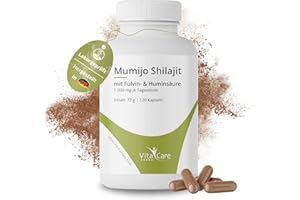 ‎VITACARE VitaCare Mumijo Shilajit Kapseln, 120 vegane & hochdosierte Kapseln mit 100% reinem Himalaya Shilajit-Extrakt, 1000mg pro Tagesdosis mit 62% Fulvin- & Huminsäure, 120 Kapseln