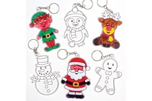 Baker Ross Christmas Suncatcher Keyrings Kits, Festive Arts and Craft (Pack of 6)