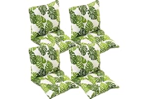 MeRcri Pack 1/2/4 Cojines para Sillas con Respaldo,40x40/45x45/50x50 cm,con Correas de Sujeción,Cojín Acolchado de Respaldo Bajo, Cojín Acolchado para Silla de Jardín (Color : #7, Size : 40x40cm4pcs)