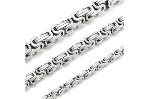 HSWYFCJY Herren Königskette Silber 4/6/8 mm 316L Edelstahl Halskette Byzantinische Kette Halskette für Herren Hip Hop Punk Halskette 46-66 cm Schmuck Geschenk für Herren