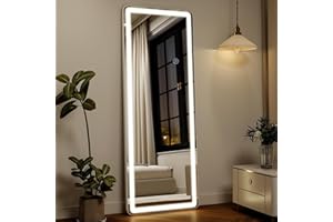 ‎KOONMI Koonmi 164x60cm Ganzkörperspiegel mit Beleuchtung, Sicherheitsglas Größe LED Ganzkörperspiegel mit Dimmen & 3 Farbbeleuchtungen, Standspiegel für Schlafzimmer, Ankleidezimmer, Gästezimmer Rechteck