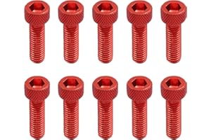 Biqiure M6 Motorcycle Screw Red Aluminum Alloy Motorcycle Hex Socket Head Bolts Bumper Screws M6 x 20mm Motorcycle License Plates Fairing Bolts Screws,10pcs