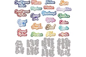 GLOBLELAND Overlay Family Mumbers Words Frame Cutting Dies for DIY Scrapbooking Metal Words Alphabets Cut Dies Dad Mom Die Cuts for Card Making Embossing Photo Album Craft Decor