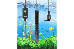GlowUp Aquarium Heater 500W,Fish Tank Heater with External Controller,LED Display, Overheat & Dry-Run Protection, Heater for Aquarium Fish Tank Tropical Fresh & Salt Water 300-450 L
