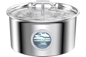 SOOFPET Fontaine à eau pour chat en acier inoxydable pour chat : fontaine à eau pour chat - bec double face